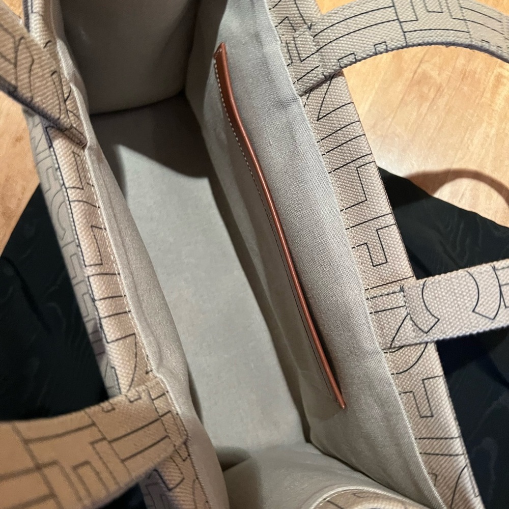 Celine Beige Logo Canvas Triomphe Tote with Brown Leather Trim - Picture 3 of 4